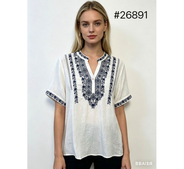 Блуза женская, Лён 1 шт (оверсайз) AV4854_26891