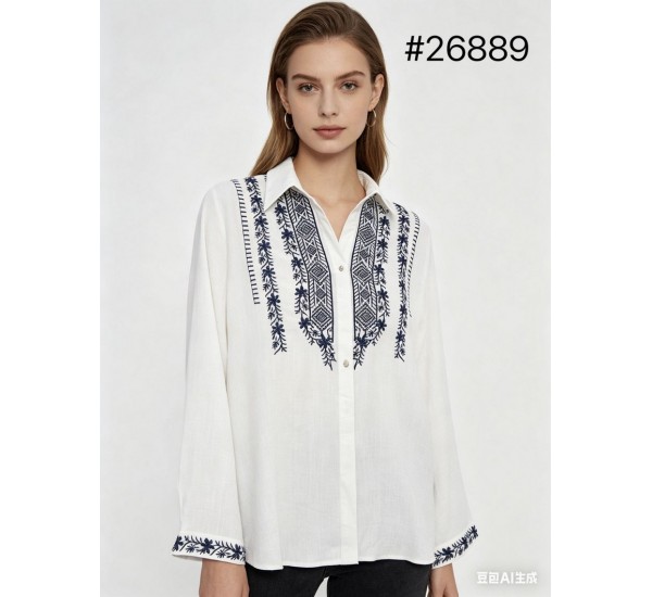 Блуза женская, Лён 1 шт (оверсайз) AV4854_26889