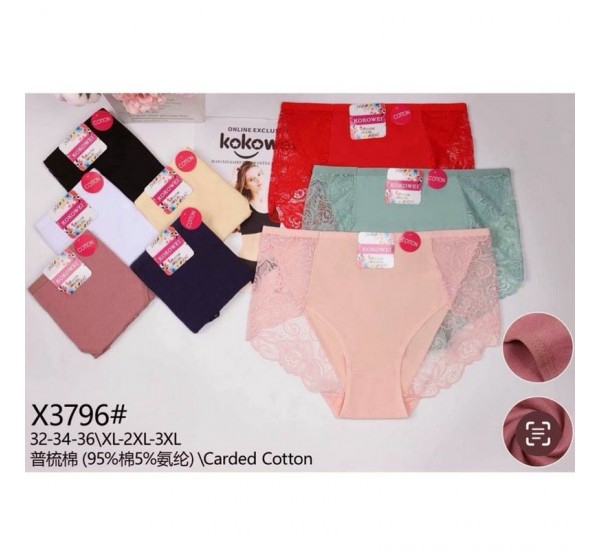 Труси жіночі Батал 12 шт (1-3XL) рубчик KiE_X3796