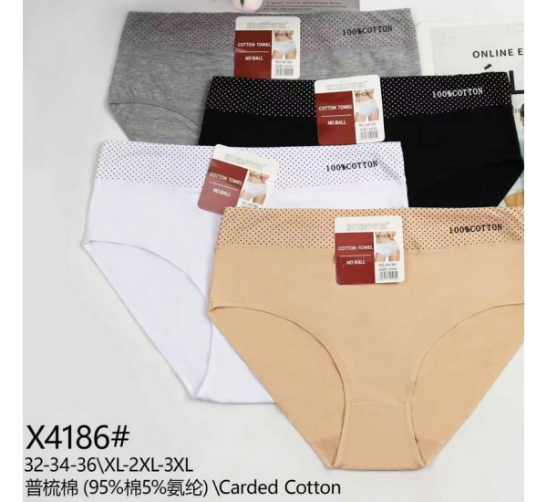 Труси жіночі батал 12 шт (1-3XL) коттон KiE_X4186
