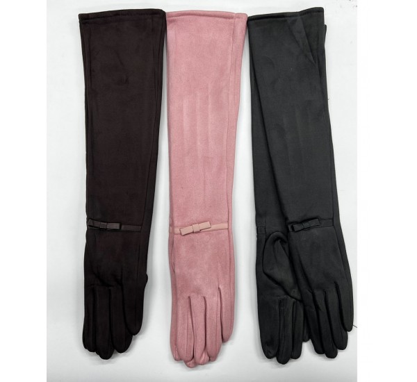 Перчатки женские, 10 шт (6,5-8,5 р) замш/плюш LeR_JPCKa