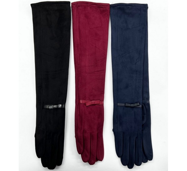 Перчатки женские, 10 шт (6,5-8,5 р) замш/плюш LeR_JPCKb