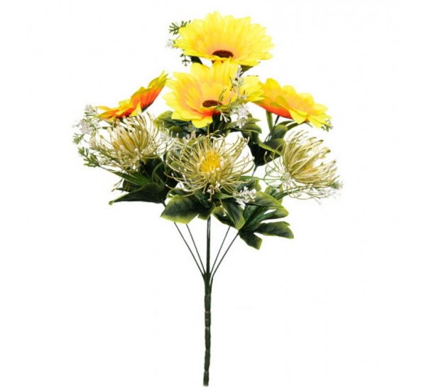 Букет подсолнуха искусственный, 15 штук RuS_B32_A-570