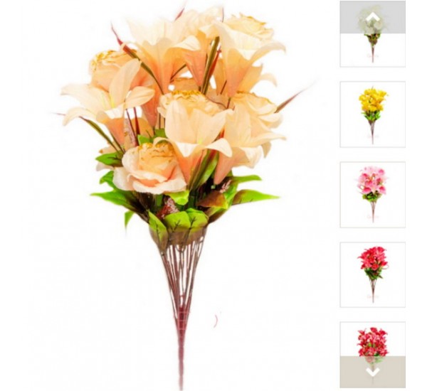 Букет роза с лилией искусственный, 6 штук RuS_B142/18
