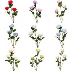 Ветка розы тройной искусственная, 24 штуки RuS_C53_FS-9