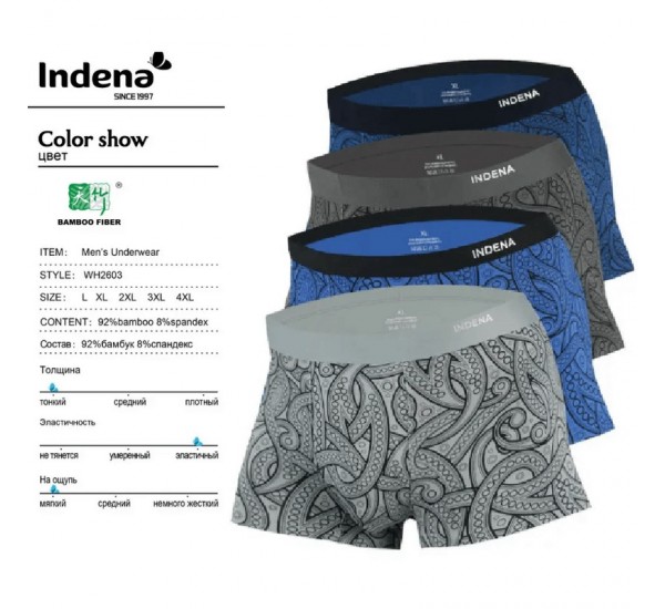 Труси чоловічі INDENA 12 шт (L-4XL) бамбук RZ6000_WH2603