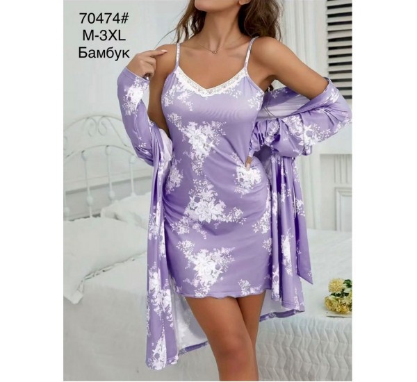 Халат женский 2-ка, бамбук 5 шт (M-3XL) ZeL1396_70474c