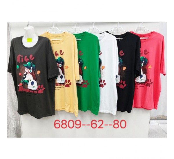 Футболка жіноча, стрейч/коттон 5 шт (62-80 р) ZeL777_6809