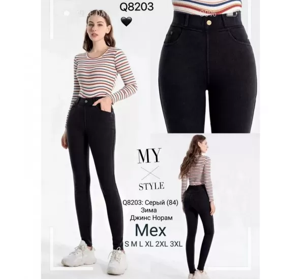 Брюки женские 6 шт (S-3XL) джинс/мех KiE_Q8203 Брюки женские 6 шт (S-3XL) джинс/мех KiE_Q8203