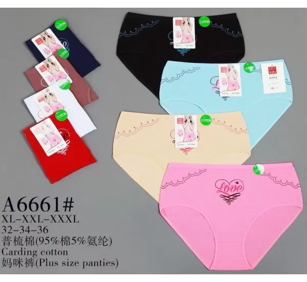 Трусы женские батал 12 шт (1-3XL) коттон KiE_A6661 Трусы женские батал 12 шт (1-3XL) коттон KiE_A6661