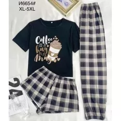 Піжама жіноча 3-ка, бамбук 5 шт (1-5XL) ZeL1396_N6654